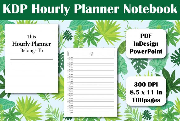 Download KDP Hourly Planner Notebook Interior - Book Collection